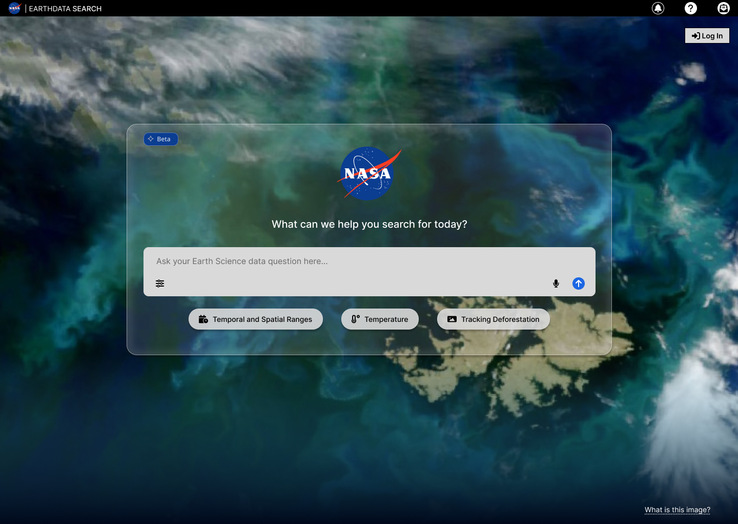Earthdata Search LLM AI mockup